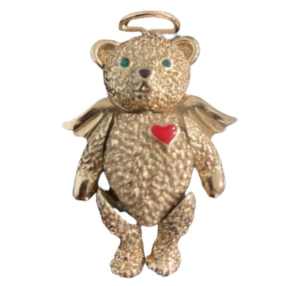 Batya Teddy Bear 🧸 articulating brooch pin pendant figurine Vintage - Picture 4 of 4
